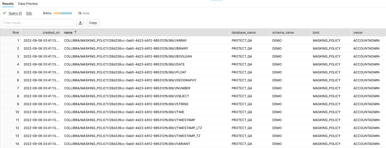 Masking policies for standard